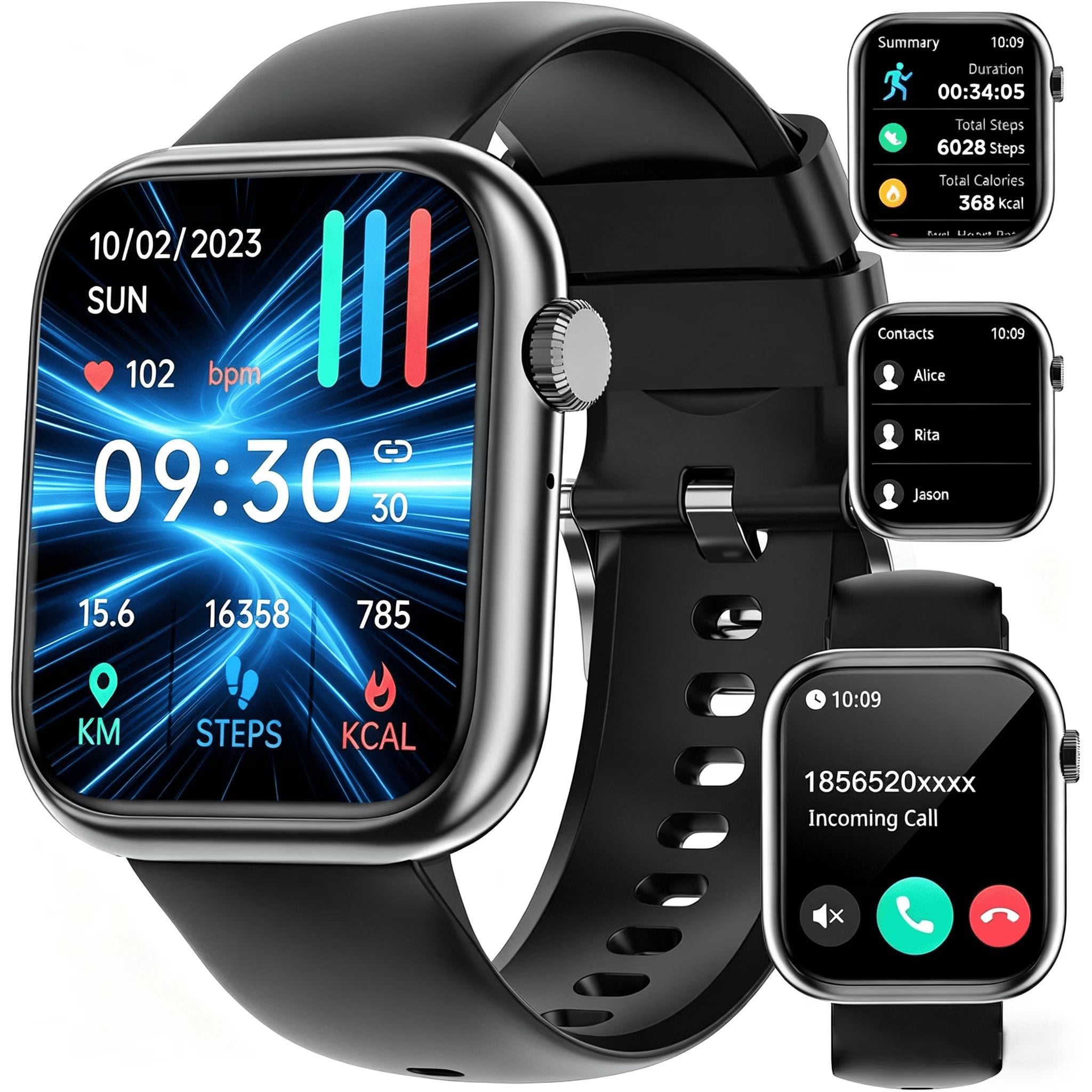 Smart Watch for Men Women, Bluetooth Call Fitness Tracker, Heart Rate Monitor, Sleep Tracking, Waterproof Smartwatch for Android Iphone