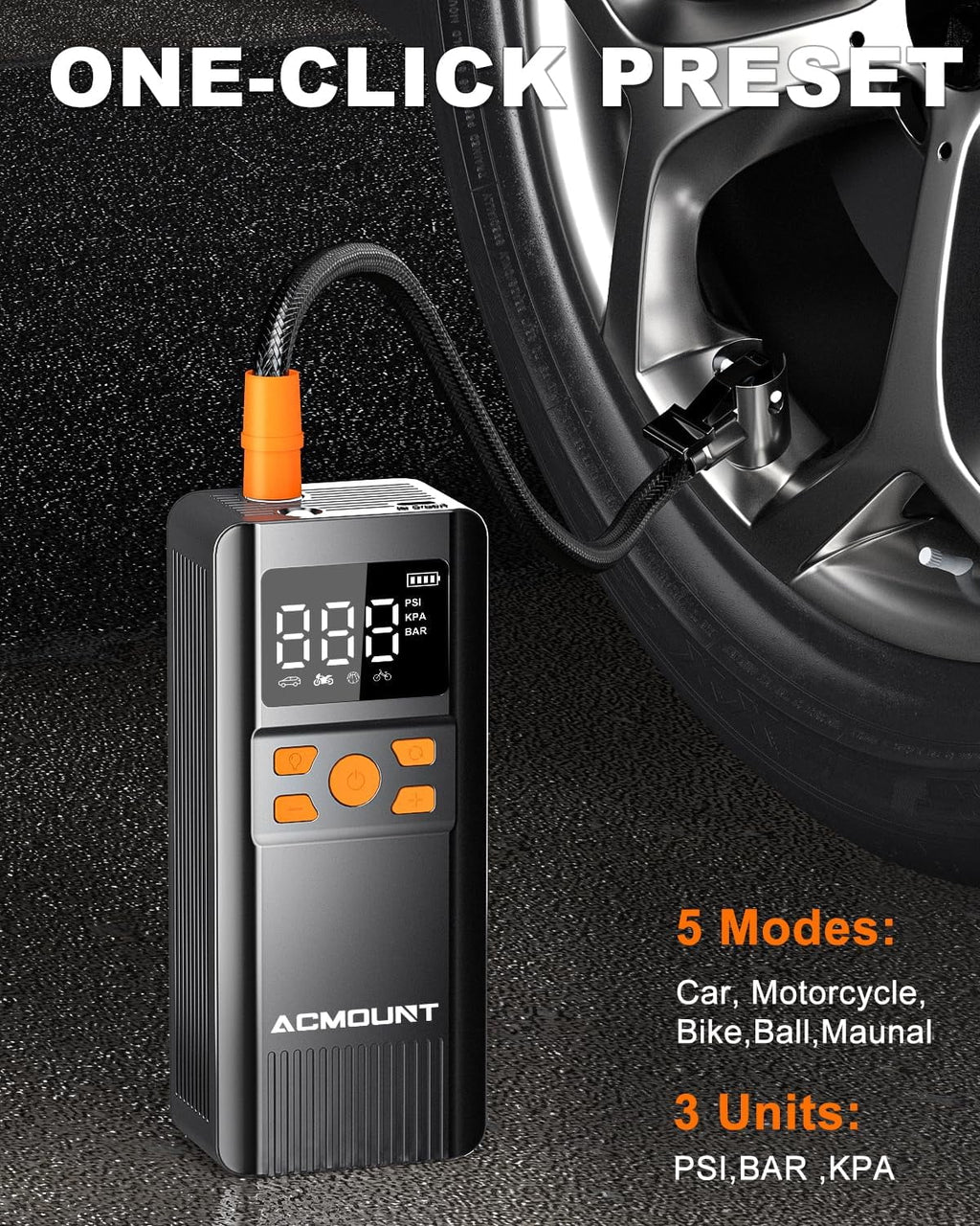 Cordless Tire Inflator Air Compressor, 150 Psi Bike Pump, Portable Electric Air Pump with Gauge for Car, Motorcycle, Bicycle, Balls
