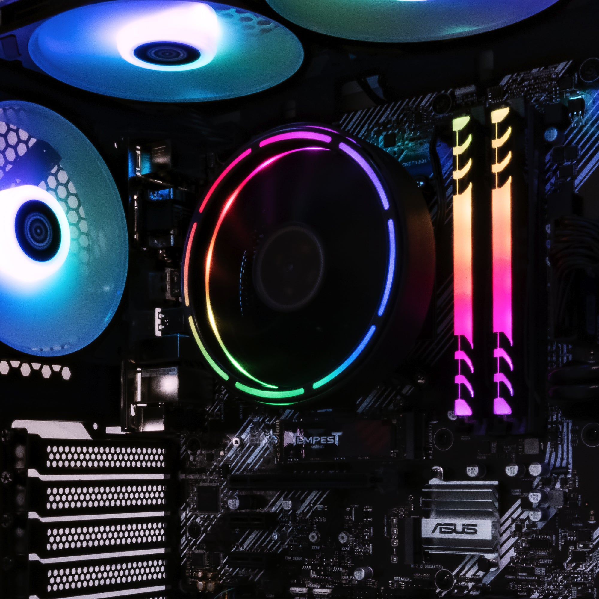 B450M Dark Castle Desktop Computer, AMD Ryzen 7 Gen 5, 16GB, +1TB HD 1TB SSD